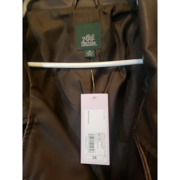 Women's NWT 3X Brown Faux Leather Oversized Zip Up Moto Biker Jacket  Wild Fable - Picture 5 of 8